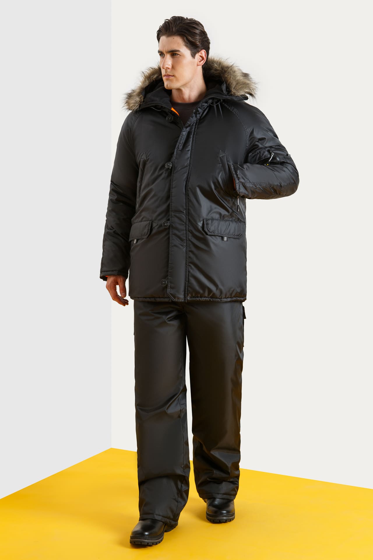 63585 Куртка "Север" удлиненная черная  Зимняя спецодежда  размер 56-58/170-176  - Вид №8