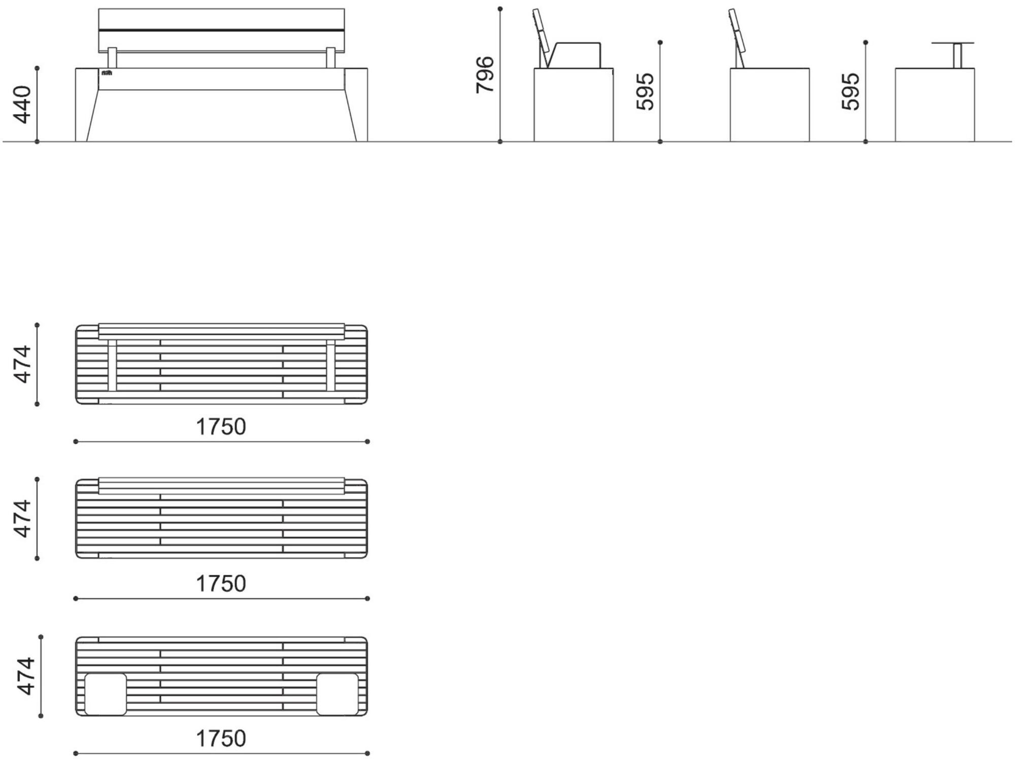 City Design Скамья из стали и дерева с подлокотниками со спинкой Fòla Fòla s+b - Вид №3