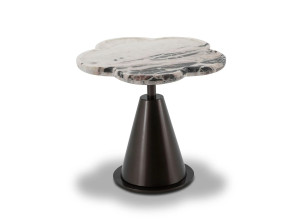 Журнальный столик из мрамора и нержавеющей стали с центральным основанием