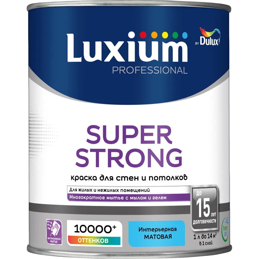 Краска для стен и потолков моющаяся Luxium Super Strong матовая цвет прозрачный база BC 0.9 л 89425786 STLM-2021926 