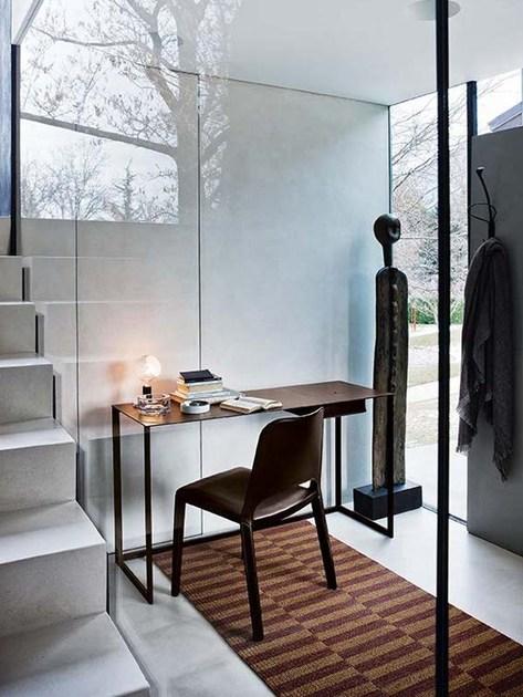 Zanotta Стол письменный из стали, столешница обтянута кожей sun-id-1471370 - Вид №3