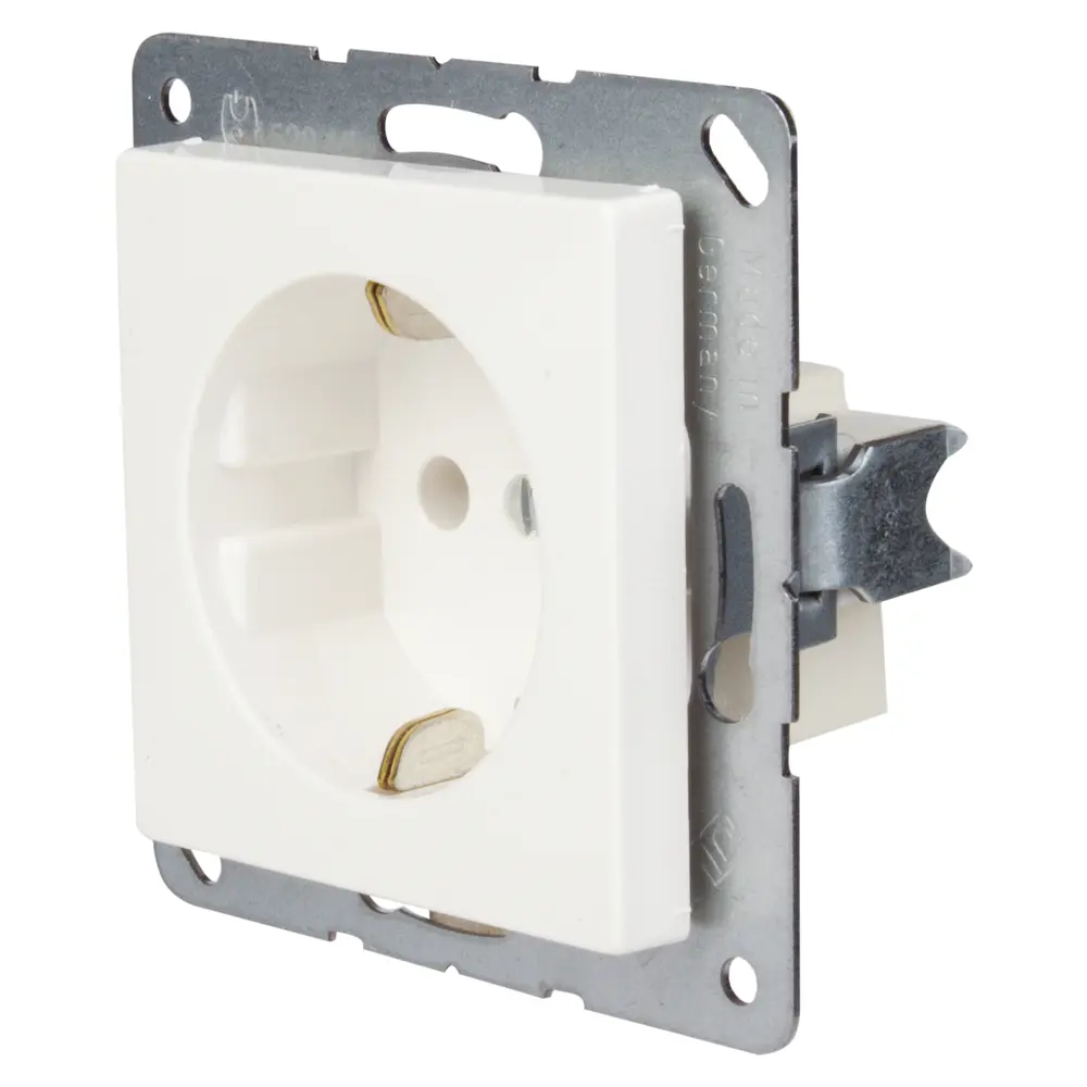 Розетка Jung EcoProfi с заземлением есть шторки цвет белый STLM-2058106