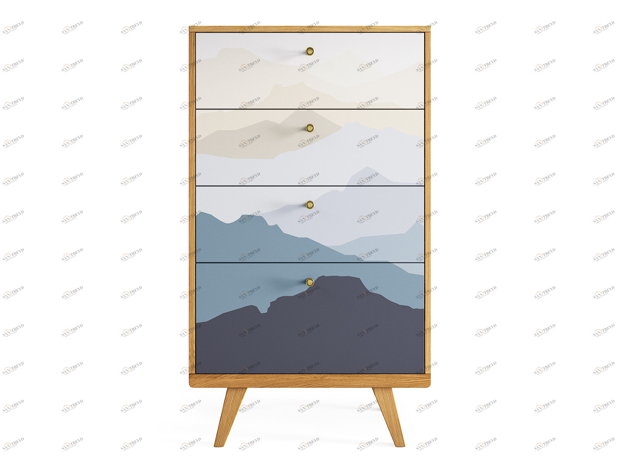 Комод высокий белый с рисунком "Принт 021" Thimon THE IDEA КОМОДЫ THIMON 209984 Бежевый;разноцветный 