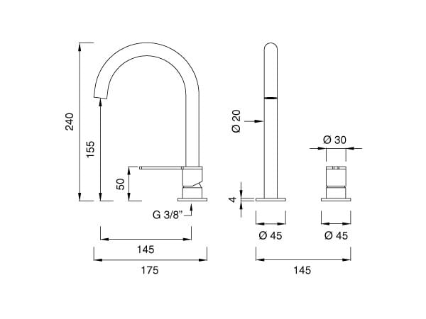 Смеситель с 2 отверстиями и поворотным изливом CEADESIGN INNOVO ARCH-00107423 - Вид №2
