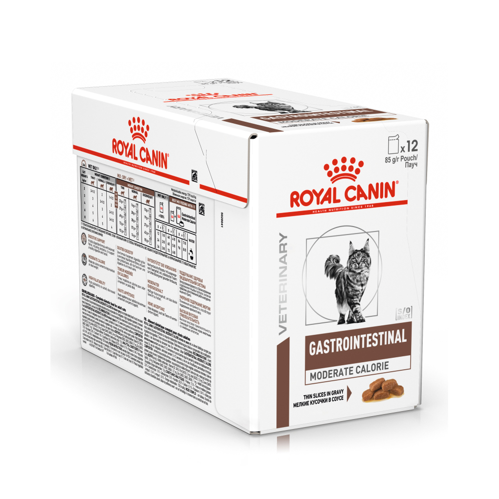 Т0055685*12 Корм для кошек Vet Diet Gastro Intestinal Moderate Calorie при наруш.пищев, птица пауч 85г (упаковка - 12 шт) ROYAL CANIN 