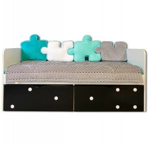 Детский диван-кровать с 2 ящиками "Продленка" МАНДАРИН ПРОДЛЕНКА 178744 Белый;черный