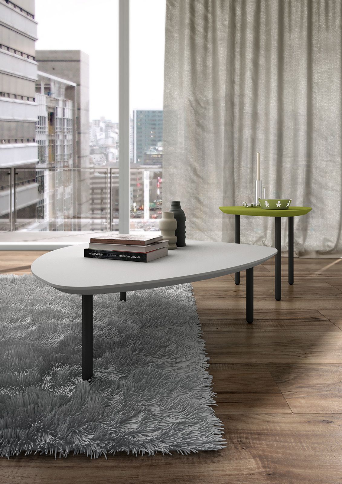 Низкий журнальный столик с треугольным лаком из стали и МДФ Leyform Eos ARCH-00006476