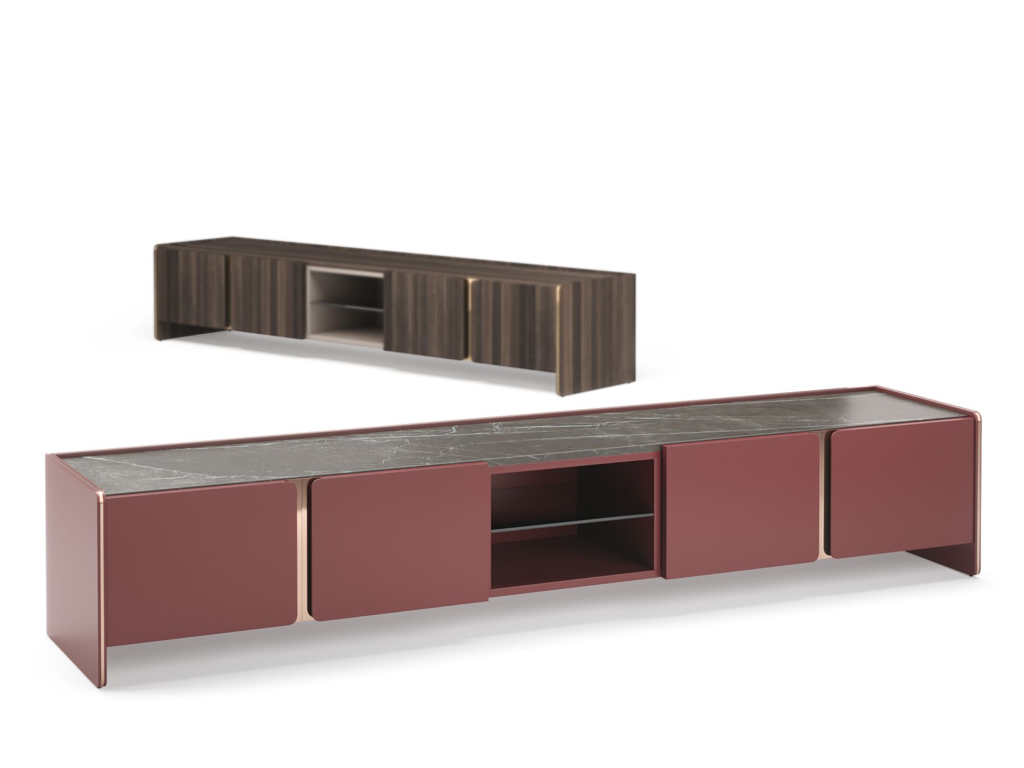 Низкий деревянный шкаф для телевизора с распашными дверцами PRADDY Natur ARCH-00056819 - Вид №3