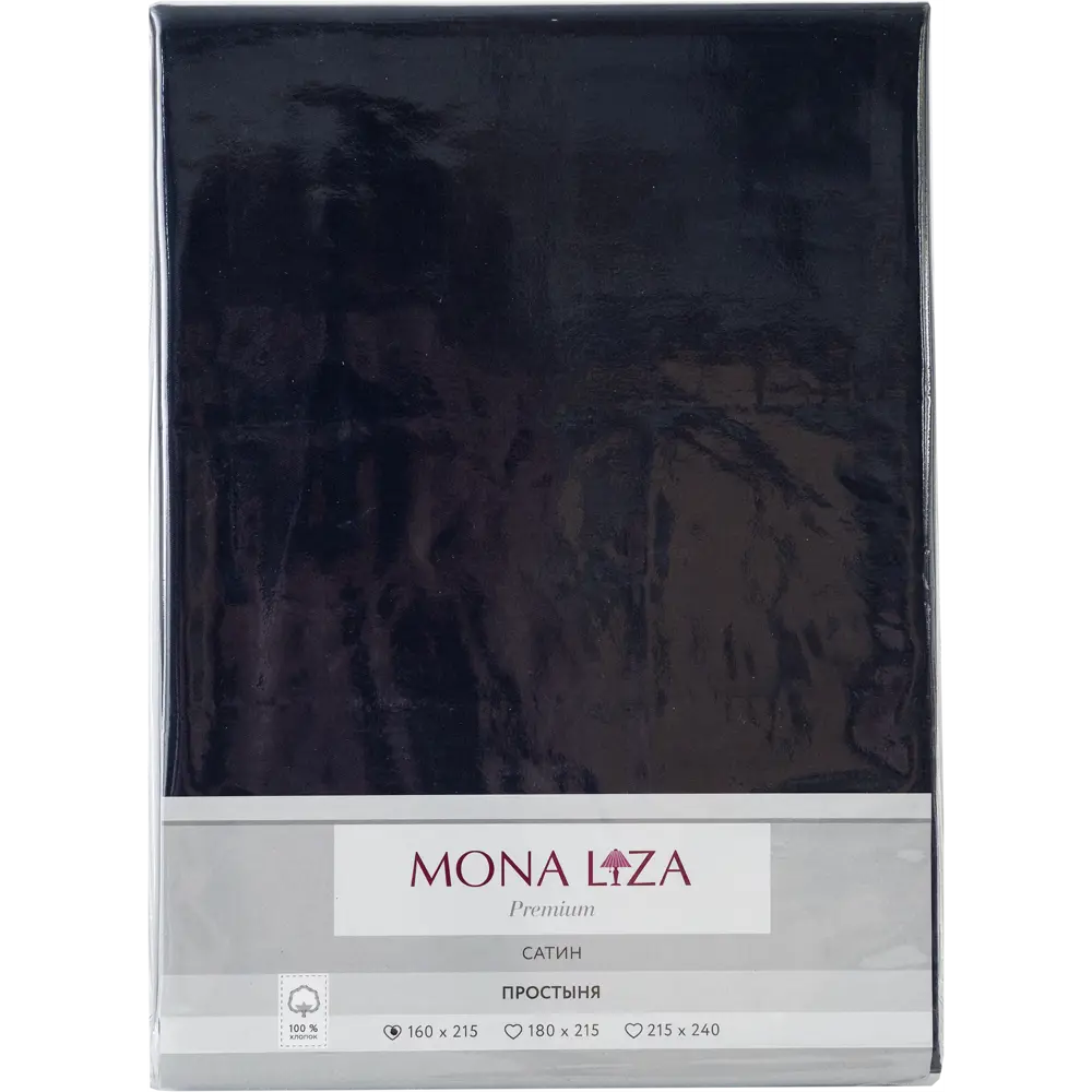 Простыня полутороспальная Mona Liza Premium, 215x160 см, сатин, цвет тёмно-синий 82493871 STLM-2159141 Santreyd  - Вид №2