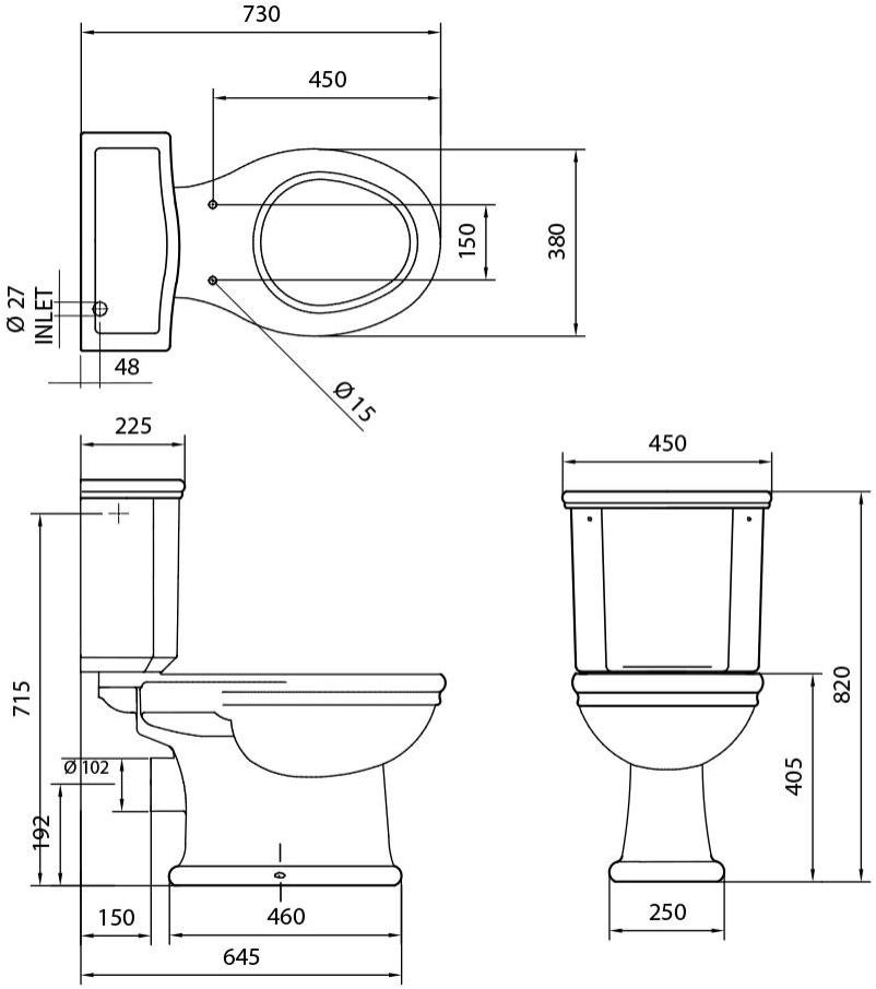 Компакт унитаз с бачком Белый Gentry Home Coventry Англия sun-id-1415777 - Вид №1