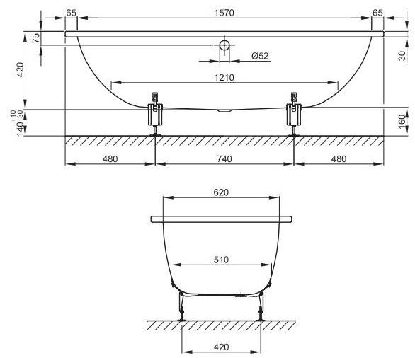 Bette Прямоугольная ванна из эмалированной стали  3100/3020  - Вид №3