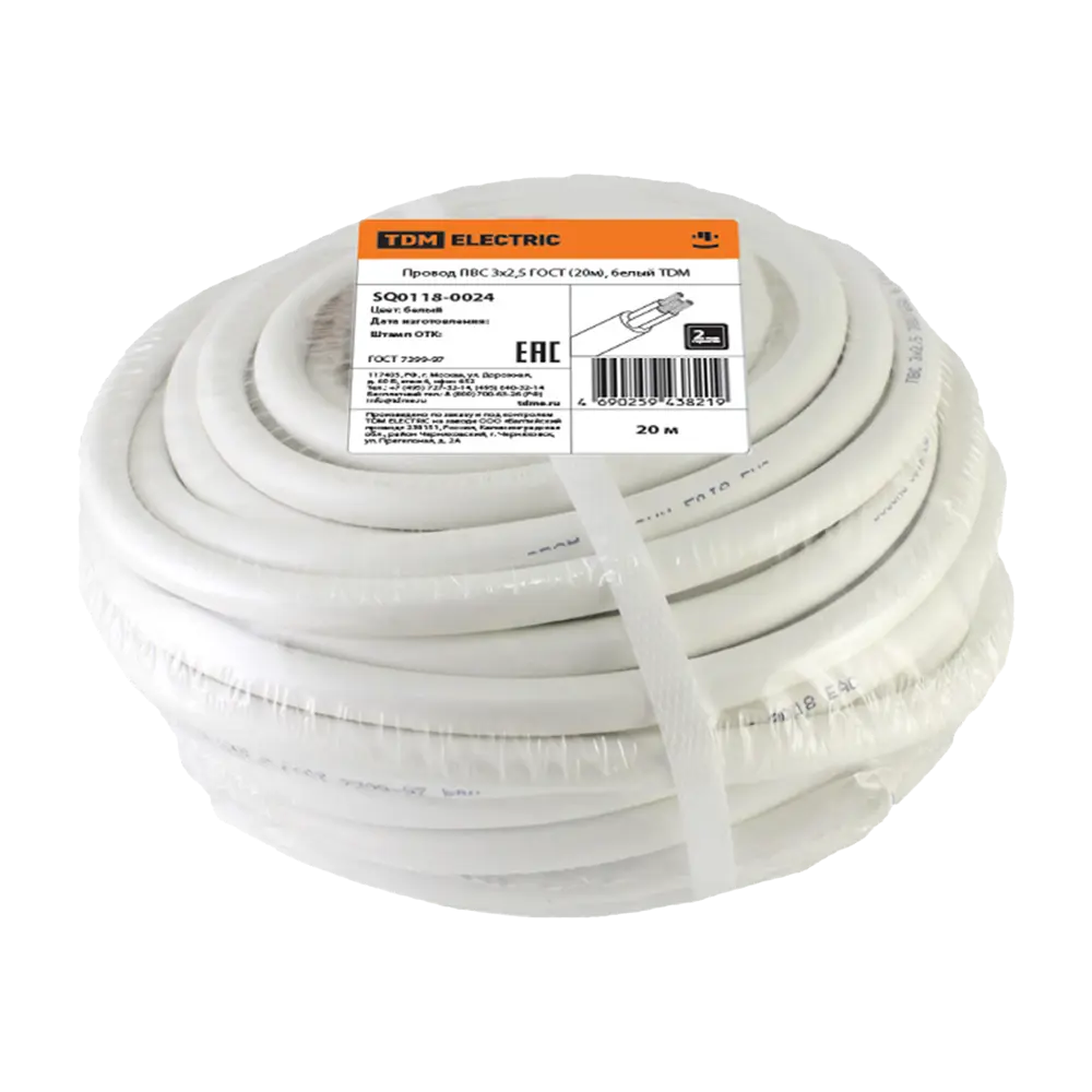 Провод Tdm Electric ПВС 3x2.5 20 м ГОСТ цвет серый 84574161 STLM-2048660  - Вид №1
