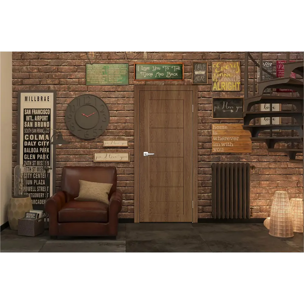 Дверь межкомнатная глухая Тревизо 70x200 см финиш бумага цвет дуб тернер коричневый без замка, без петель 84049223 STLM-2049877 VERDA  - Вид №1