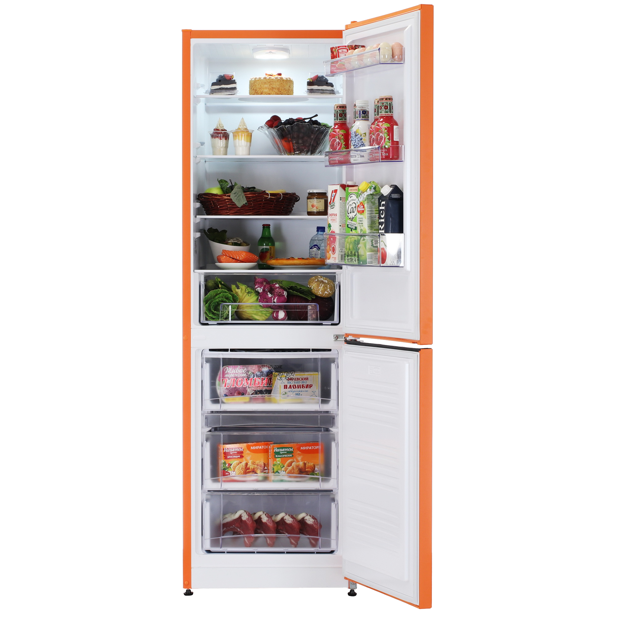 9953431 Холодильник с морозильником   Nordfrost NRB 152 Or оранжевый STDN-0035106 - Вид №5