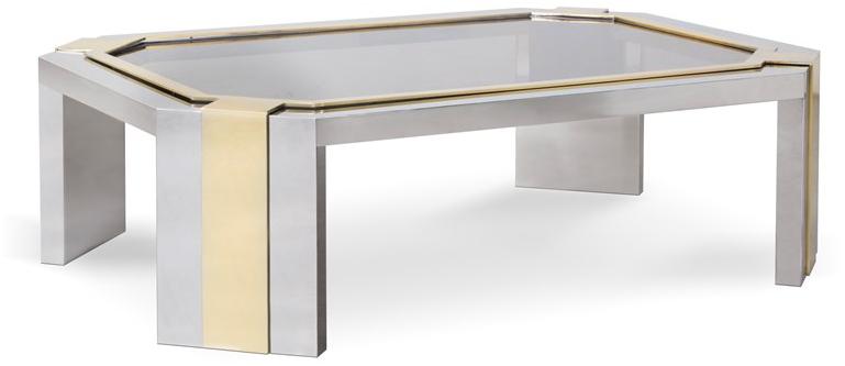 KOKET Низкий журнальный столик из нержавеющей стали и стекла sun-id-1457870 - Вид №1