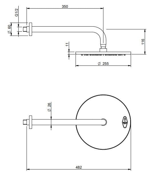 Круглая душевая головка из нержавеющей стали Rubinetterie Treemme 3.6 ARCH-00017509