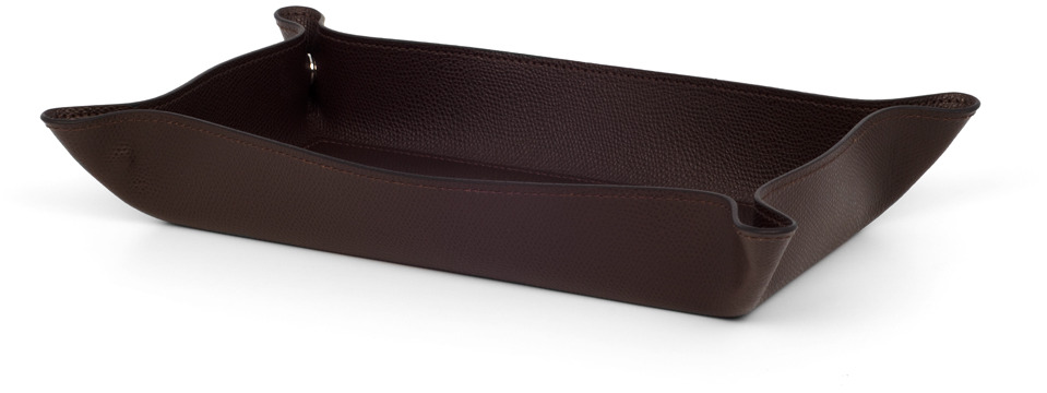 Прямоугольный поднос для мелочей - 10x15 см / зернистая кожа_светло-серый