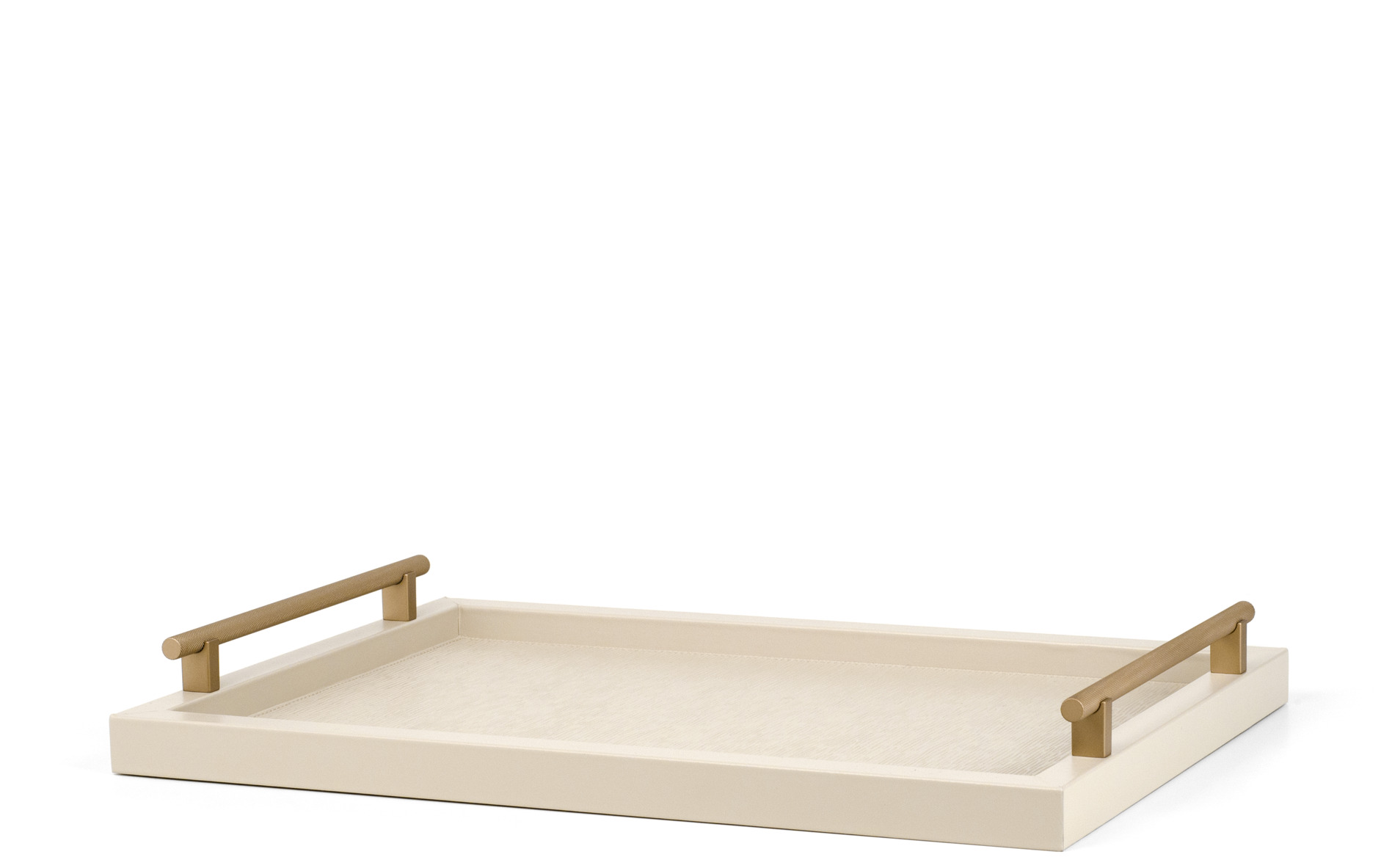 Дафне Поднос - 40X25 см/металл-финиш_вороненая-латунь/дюнная кожа_белый