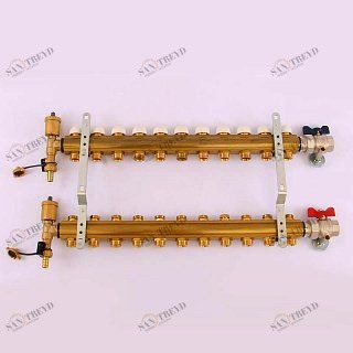 Колл. группа TIEMME 1"x3/4" ЕК 11 выходов с термостатическими вентилями 3870067