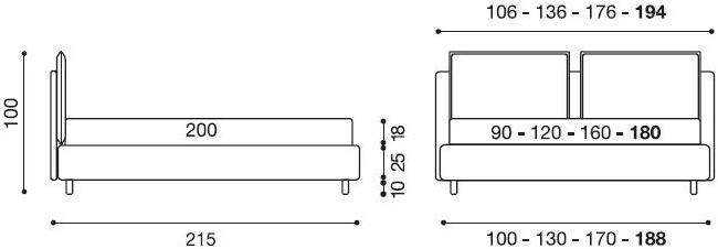 Twils Двуспальная кровать с мягким изголовьем Frick sun-id-1443700 - Вид №2