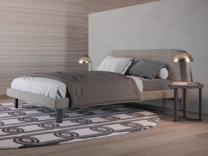 Двуспальная мягкая кровать из ткани