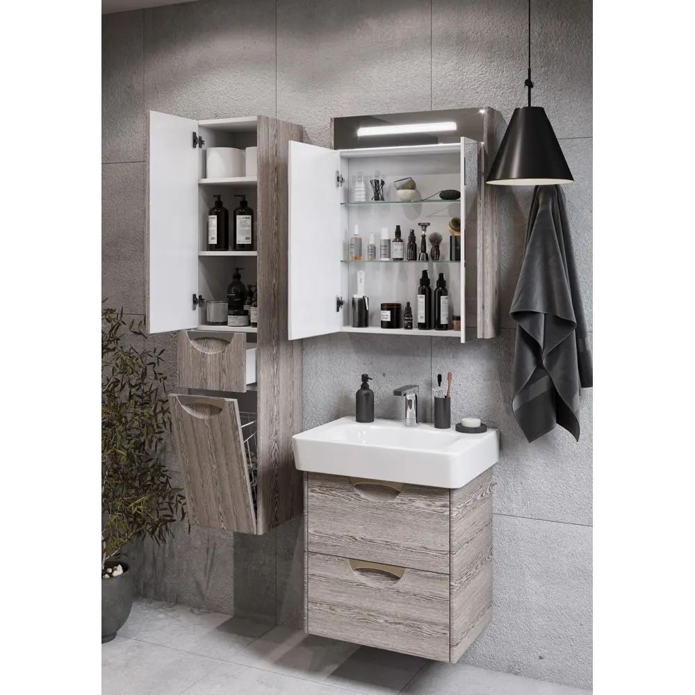 Зеркальный шкаф Aquaton Сильва 60 см, дуб фьорд STLM-2082016 - Вид №3