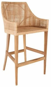 Kok Maison Барный стул из ротанга со спинкой Saigon