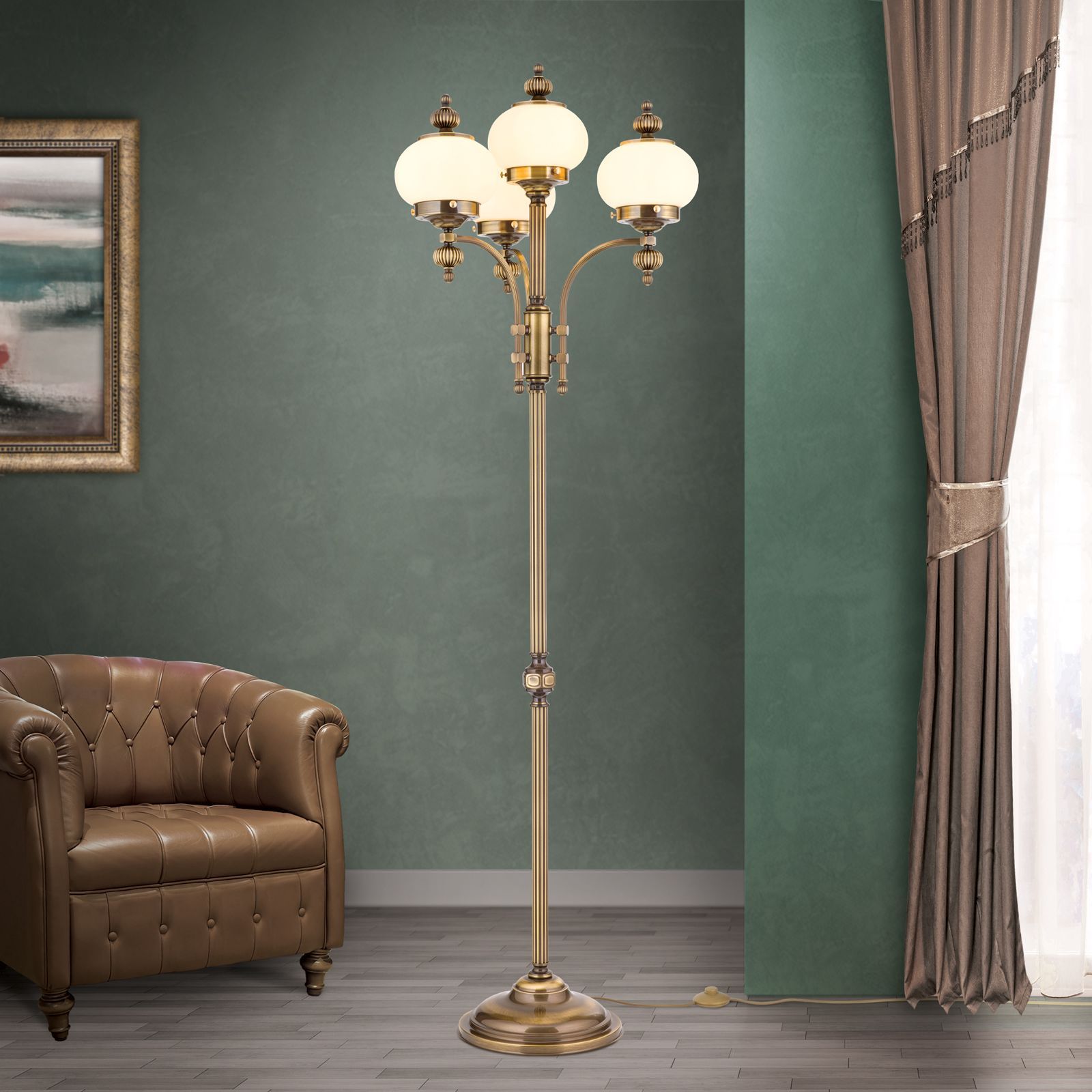 Торшер из латуни и стекла Orion Wiener Nostalgie ARCH-00094667 - Вид №2