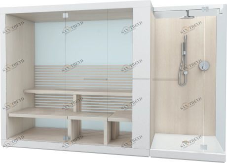 750722002011000 Сауна Inipi Ama, пристенный и угловой вариант Inipi #7507 3350 x 1170 x 2220 мм
Исполнение: белый глянцевый (декор) Белый глянцевый декор Duravit 