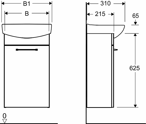 42332 Мебельный пакет IFO Spira, с дверцей, W = 450 мм, W1 = 500 мм, белый, смеситель слева  - Вид №6