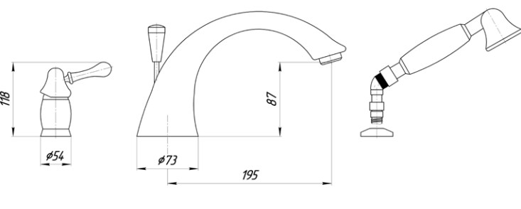 Смеситель MIGLIORE Maya ML.MAY-8950.BR для ванны/душа - бронза  - Вид №1