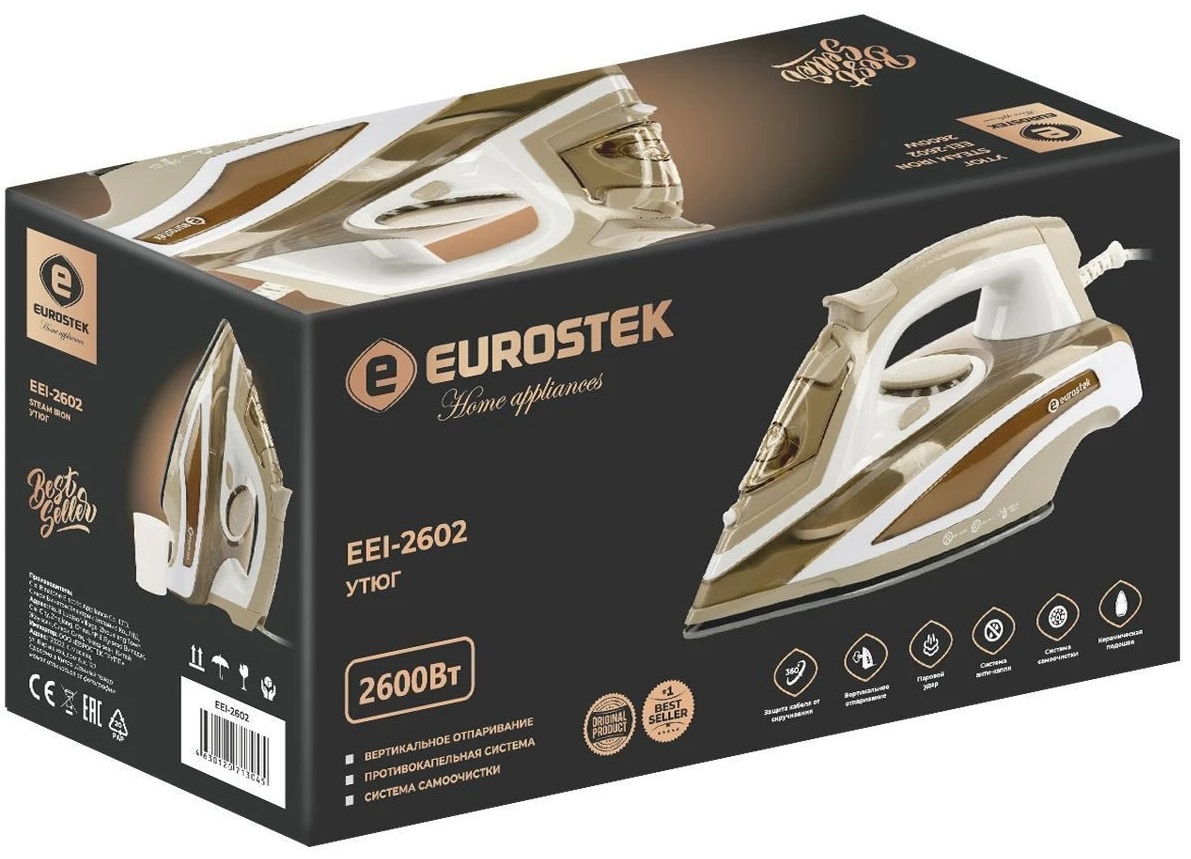 9071916 Утюг EuroStek EEI-2602 бежевый STDN-0023505 - Вид №4