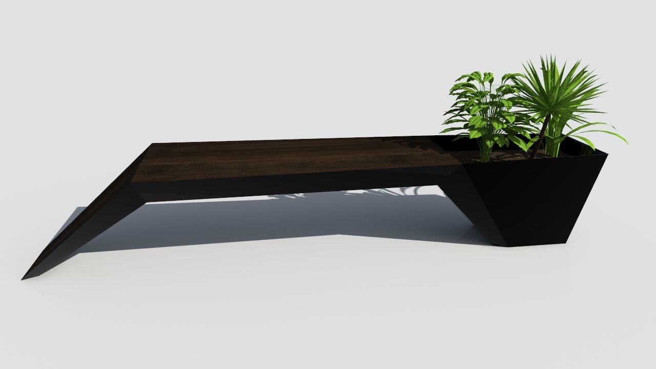 Скамейка из дерева и листового металла со встроенной плантатором без спинки CITYSì URBAN ARCH-00044158 - Вид №30