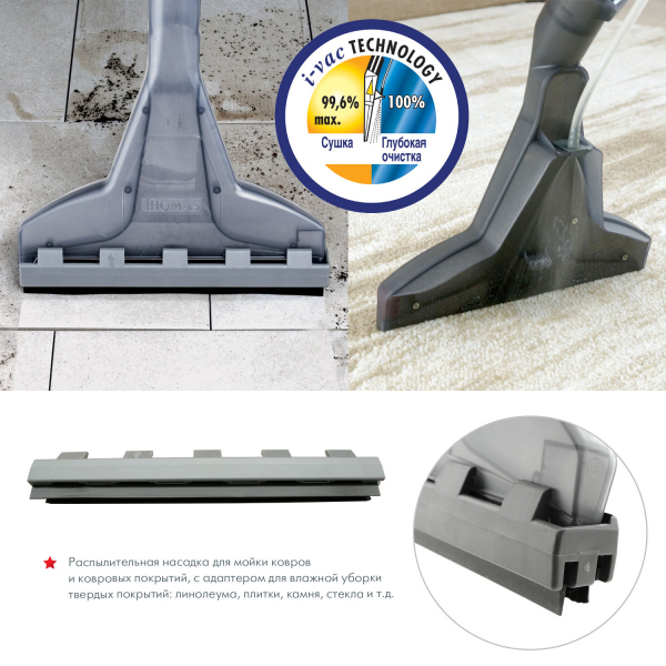 TWIN T1 AQUAFILTER Пылесос / 1600 вт, контейнер-аквафильтр, влажная уборка да, синий/серый Thomas  - Вид №16