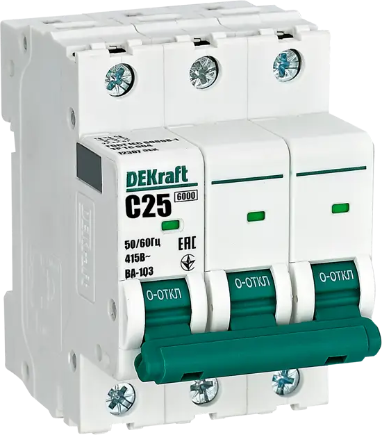 Автоматический выключатель DEKraft ВА-103 3P для надежной защиты сетей 84509388
