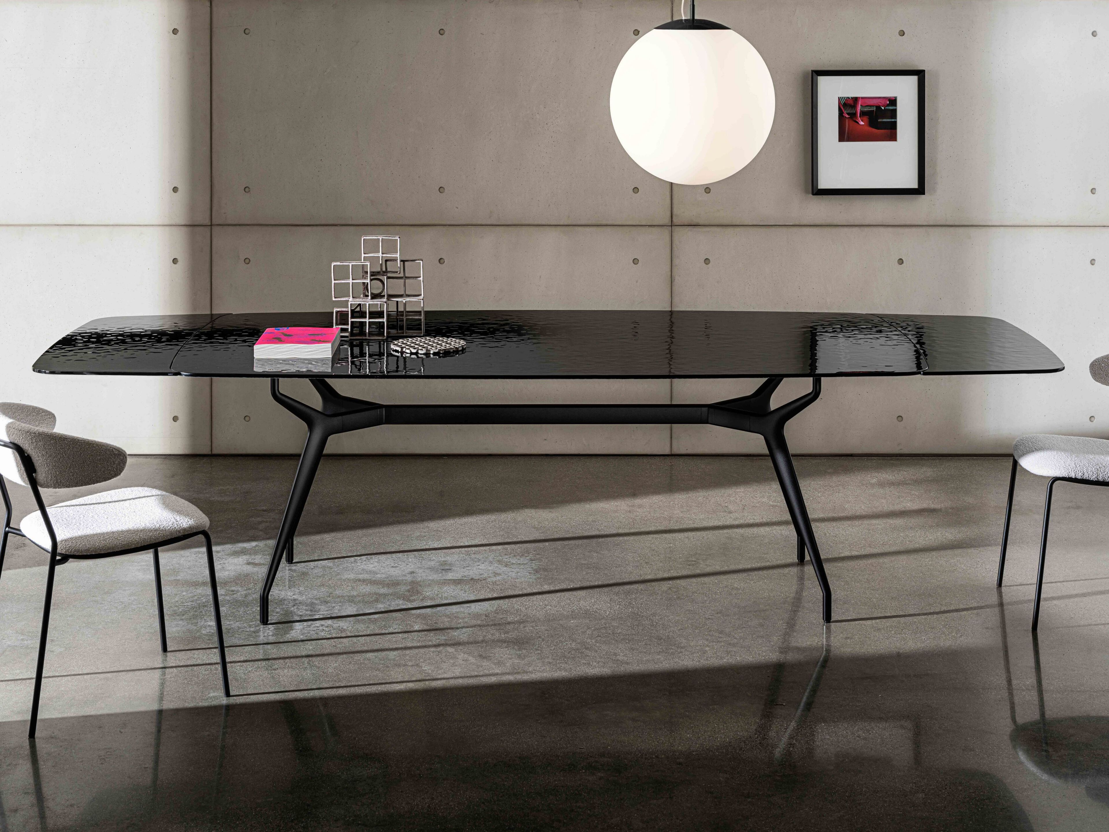 Выдвижной обеденный стол из алюминия и стекла Sovet Italia Arkos ARCH-00132049