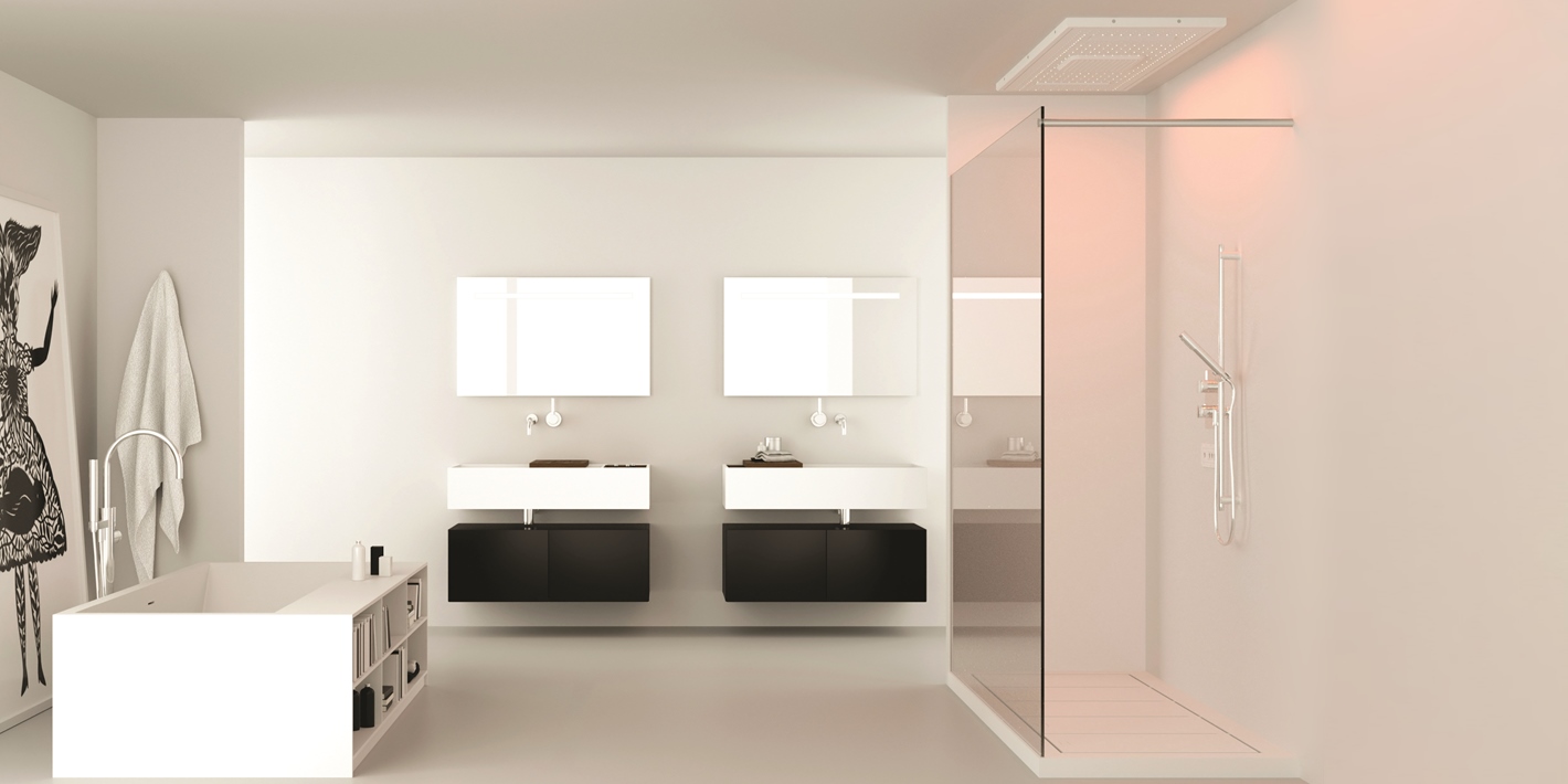 Moma Design Душевая лейка 600х400 с доп.опциями Acqua Square Shower белая Shower Wall SQSH0440OPTIONALSACQUA - Вид №1