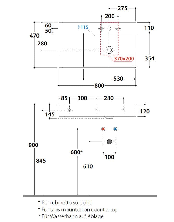Керамическая прямоугольная раковина Ceramica Globo плиты ARCH-00057476 - Вид №2