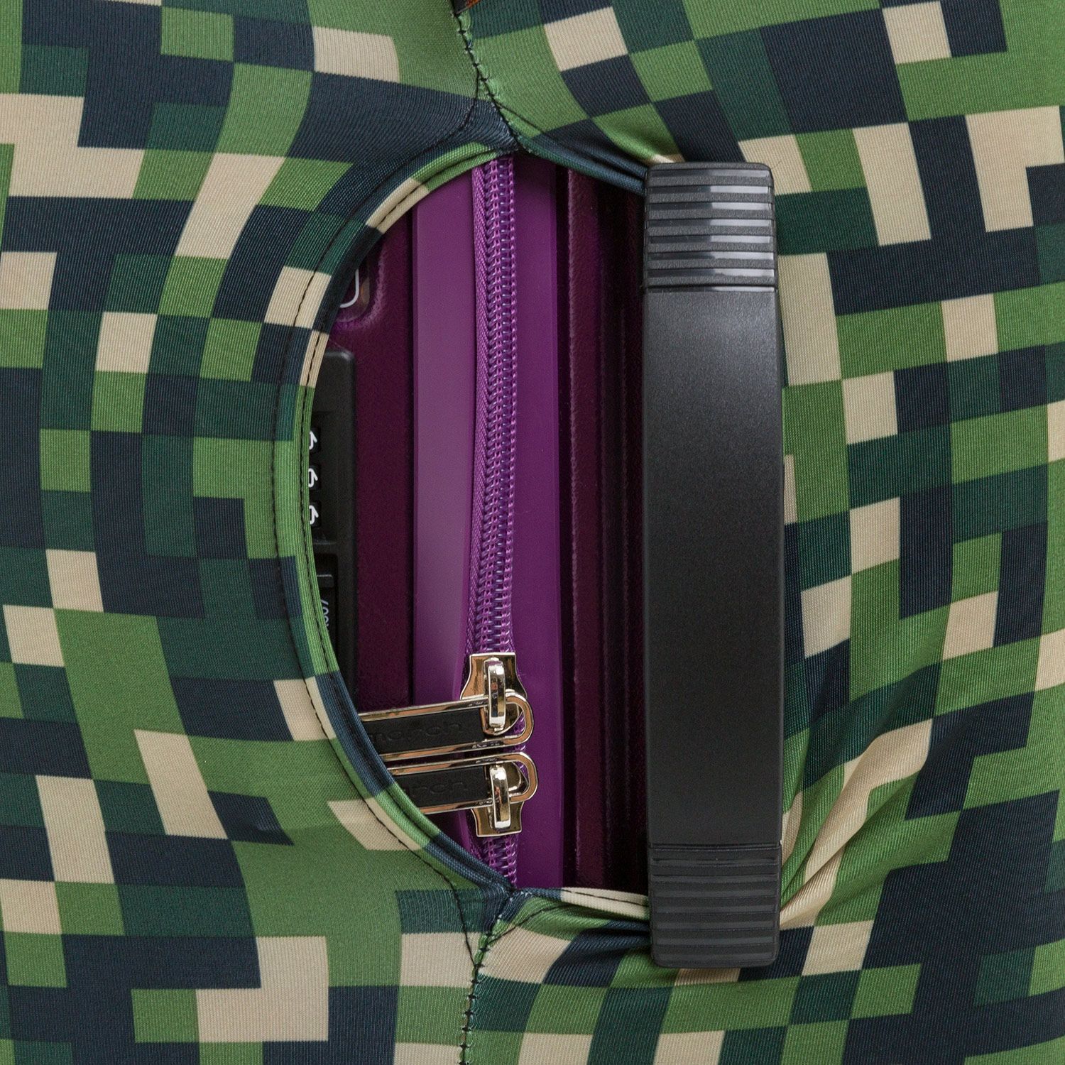 EBH601-M Чехол для чемодана средний Green Camo Pixels Eberhart  - Вид №2