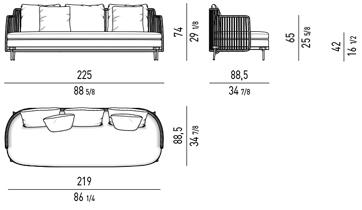 Minotti 3-х местный тканевый садовый диван Tape cord outdoor sun-id-1380104 - Вид №4