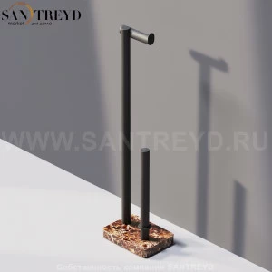 Agape DOT LINE Конструкция с функцией держателя для туалетной бумаги с запасным держателем под темный дуб на подставке из коричневого мрамора ADTL0461.RWD