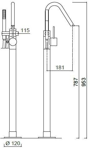 Rubinetteria Giulini Смеситель для ванны напольный с ручным душем Futuro F6592 - Вид №1