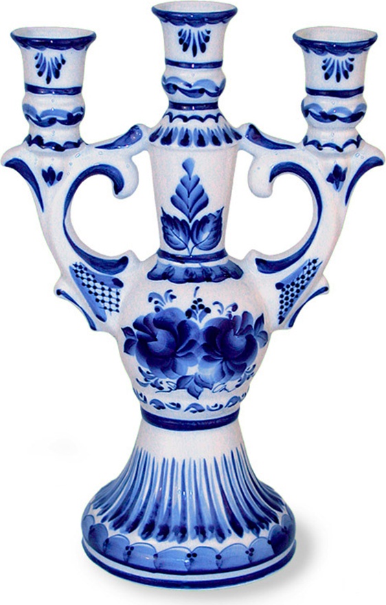 10579496 Гжельский фарфоровый завод Канделябр 1с Фарфор, Керамика 