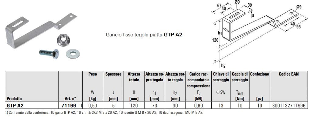 Система крепления черепицы из нержавеющей стали FISCHER Fischer GTP A2 ARCH-00016892 - Вид №2
