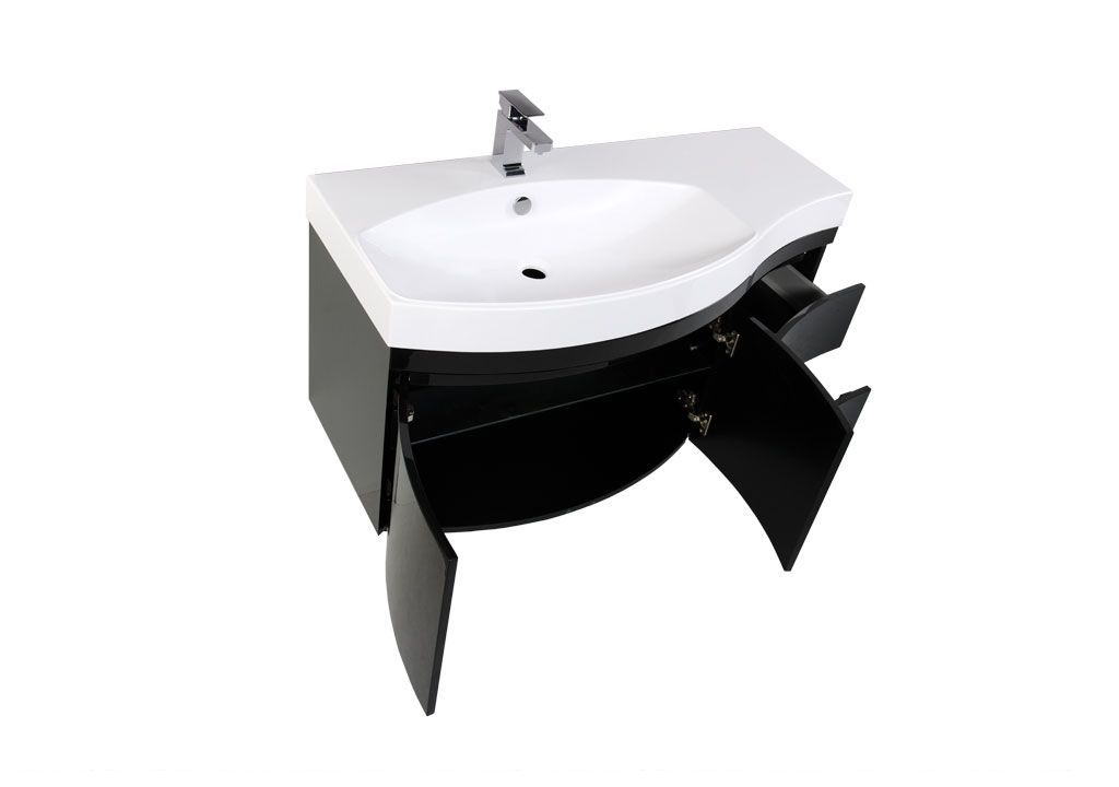 Тумба с раковиной Aquanet Опера 115 L черный (2 дверцы 2 ящика) 0016961200169398 - Вид №3