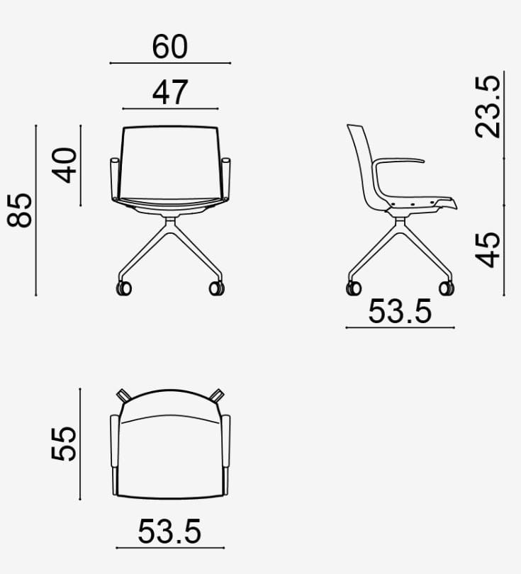 Стул на колесиках с подлокотниками Arper Catifa Up ARCH-00025608 - Вид №7