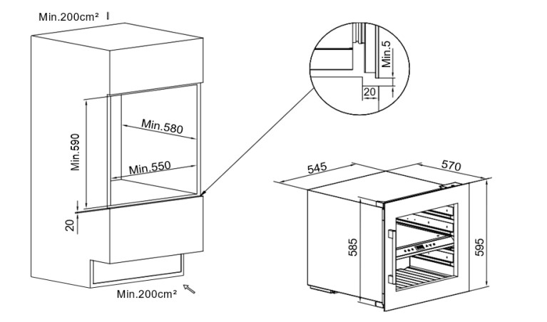 9173350 Винный шкаф Temptech OZ60DB-24 черный STDN-0015704 - Вид №5