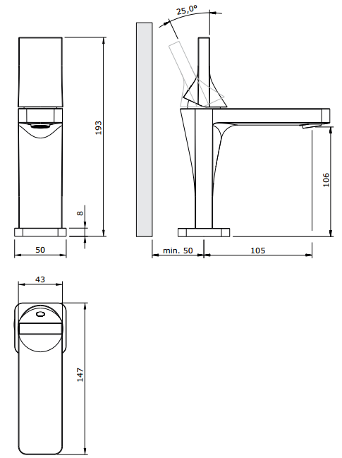 Смеситель для раковины Sanindusa Line 42 555030110, белый - Вид №1