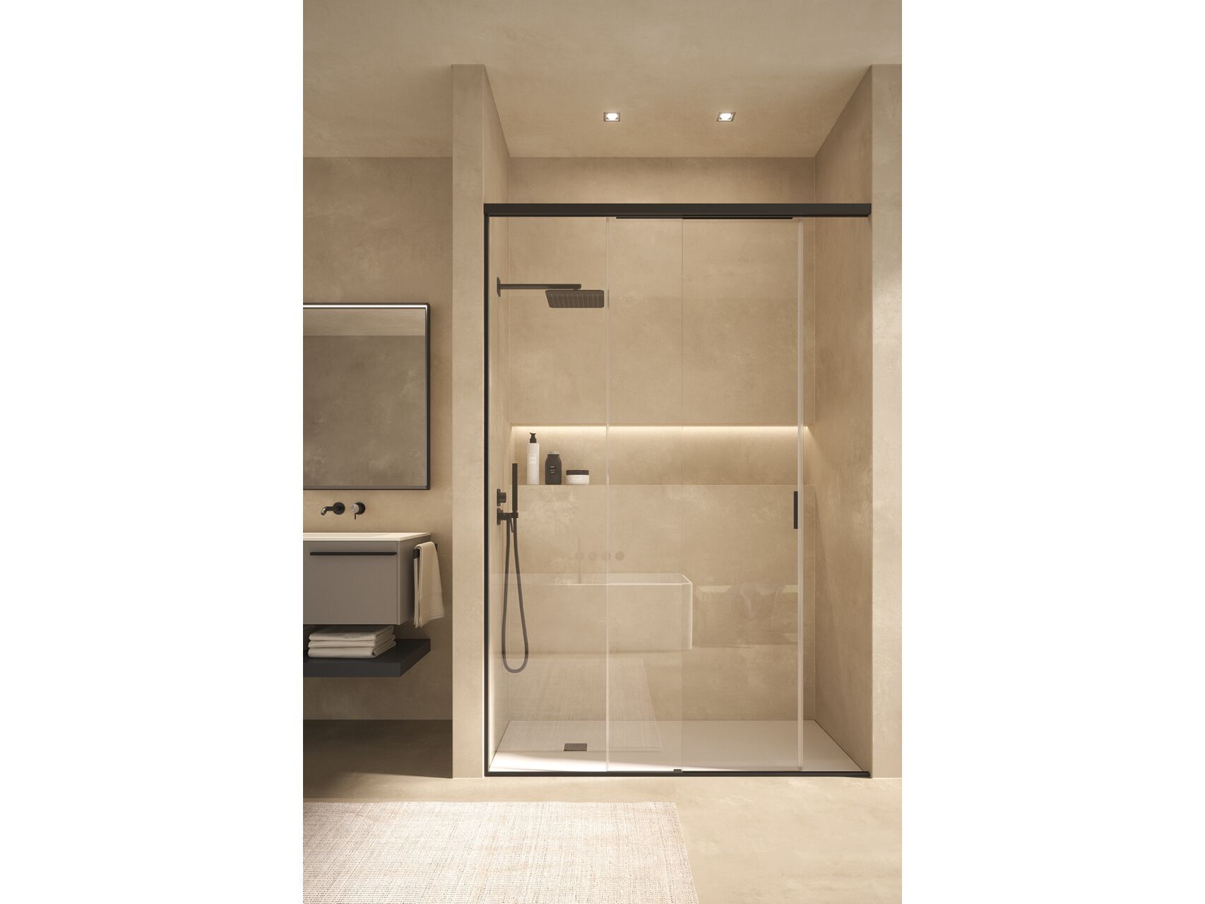 Стеклянная ниша прямоугольная душевая кабина с раздвижной дверью Saint-Gobain - Logli Капля35 ARCH-00044374