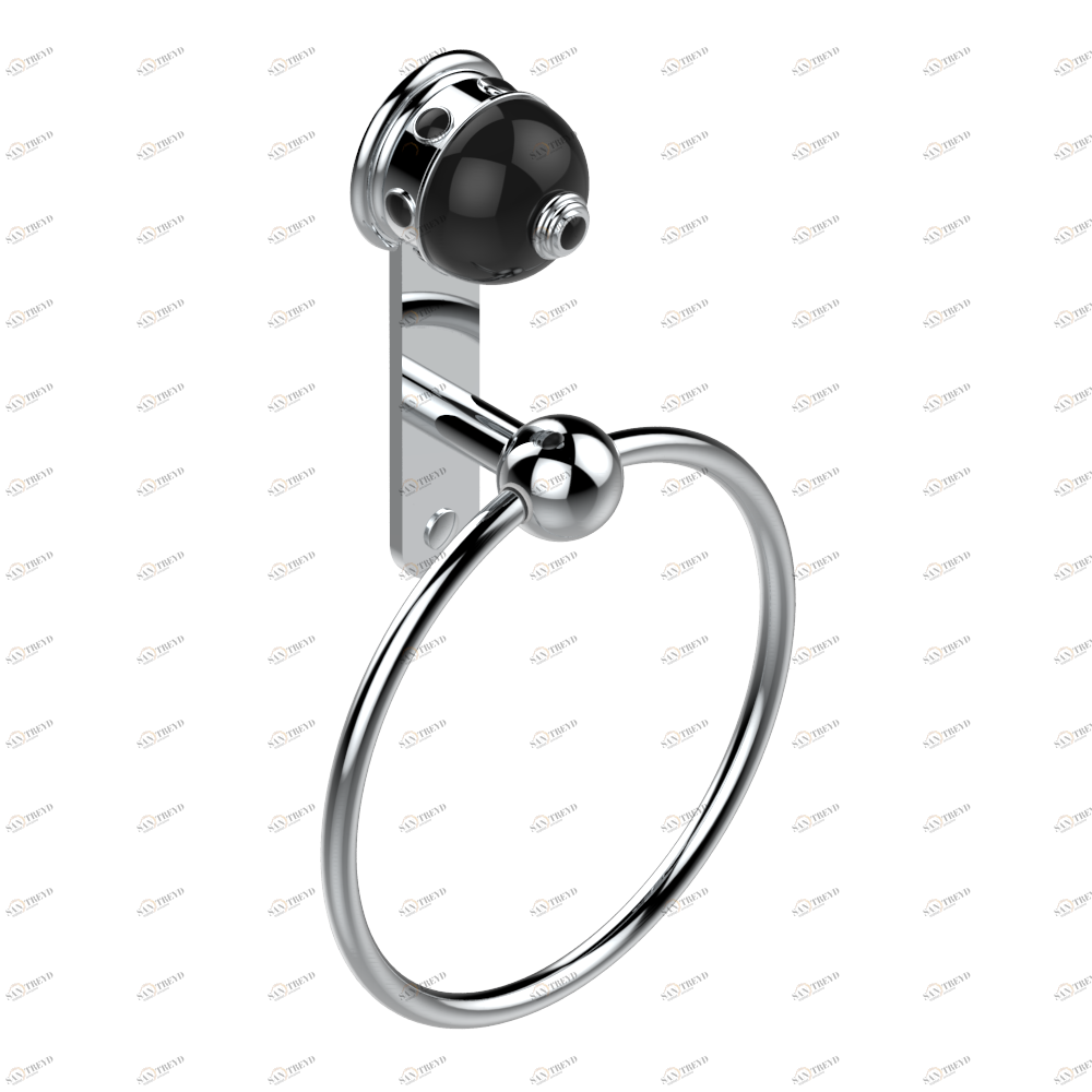 U1T-504N Полотенцедержатель-кольцо-Ø 180 мм одинарное Thg-paris Sully с чёрным ониксом Хром U1T-504N CAT.A